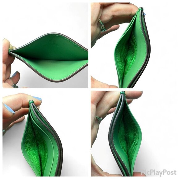 GUCCI Rubber Jumbo GG Leather Card Holder, Green, Unisex, Like New - Picture 9 of 11